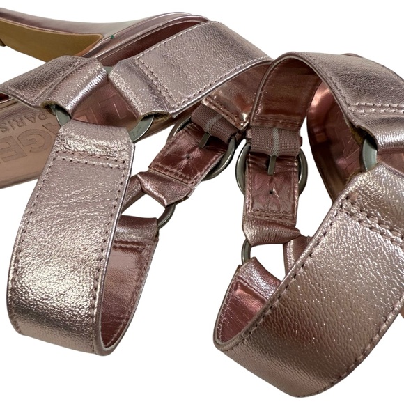NWOT Karl Lagerfeld Paris Cieone Metallic Leather Ankle Strap Sandals Size 8.5M - Picture 13 of 16